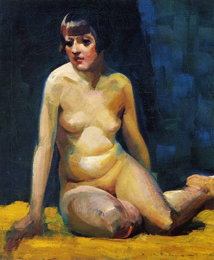 Seated Nude with Bobbed Hair by George Luks — Oil Painting Reproduction