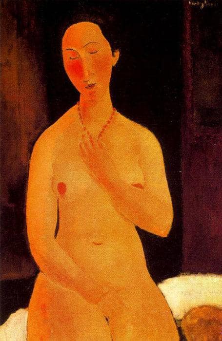 Seated nude with Necklace by Amedeo Modigliani — Oil Painting Reproduction