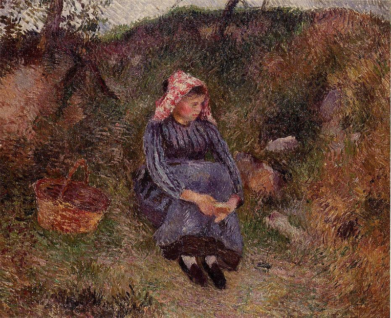 Seated Peasant Girl by Camille Pissarro — Oil Painting Reproduction