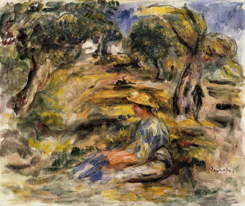 Seated Woman in Blue by Pierre-Auguste Renoir — Oil Painting Reproduction