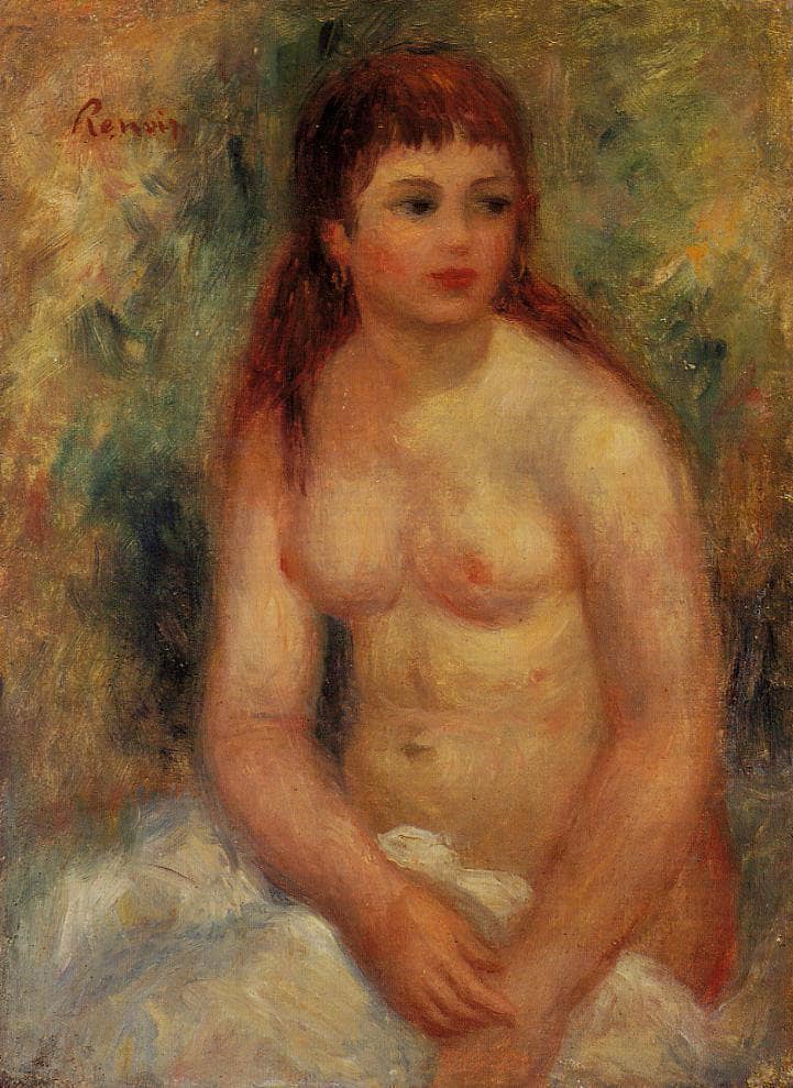 Seated Young Woman, Nude by Pierre-Auguste Renoir — Oil Painting Reproduction