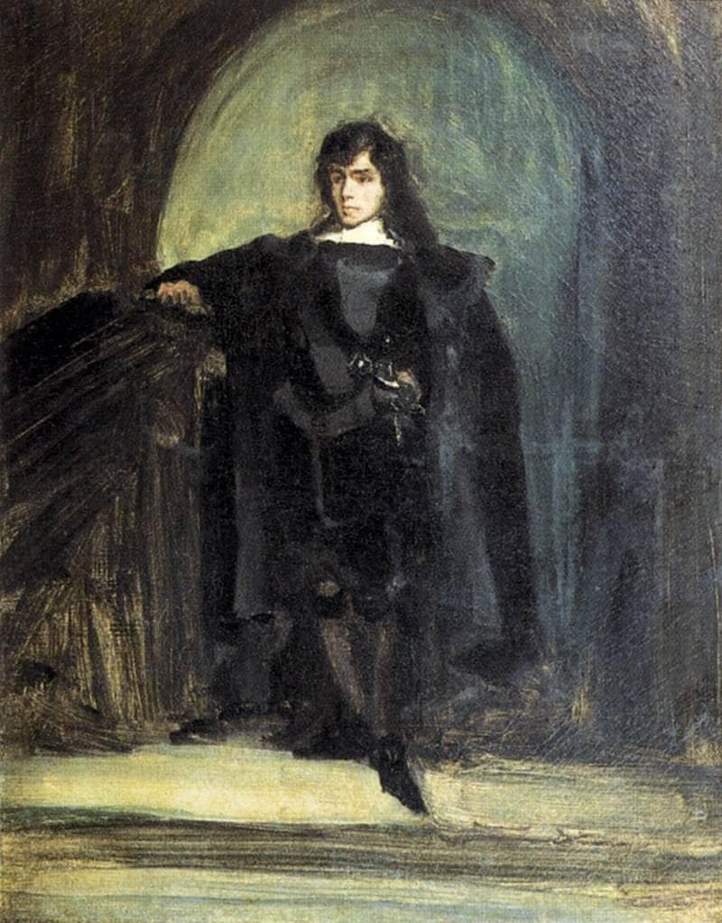Self-portrait as Hamlet by Eugene Delacroix — Oil Painting Reproduction