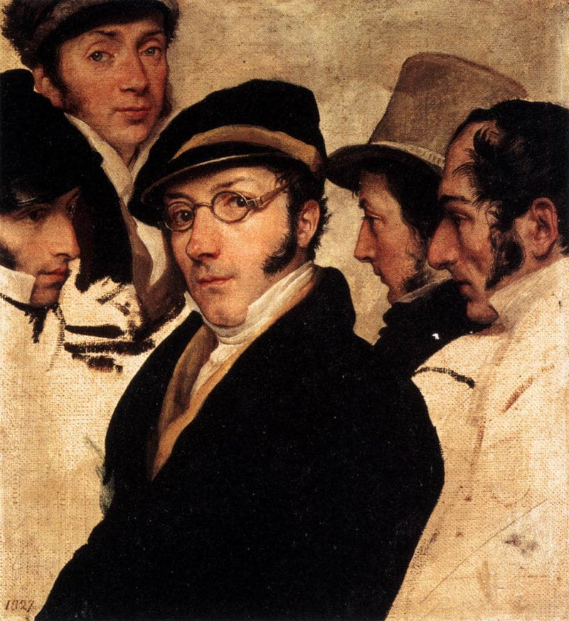 Self Portrait in a Group of Friends by Francesco Hayez — Oil Painting Reproduction