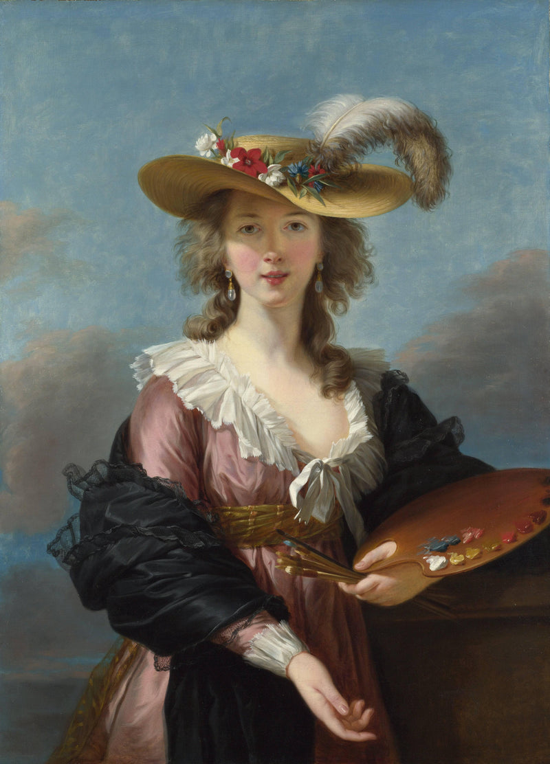 Self-Portrait in a Straw Hat by Louise Elisabeth Vigee Le Brun — Oil Painting Reproduction