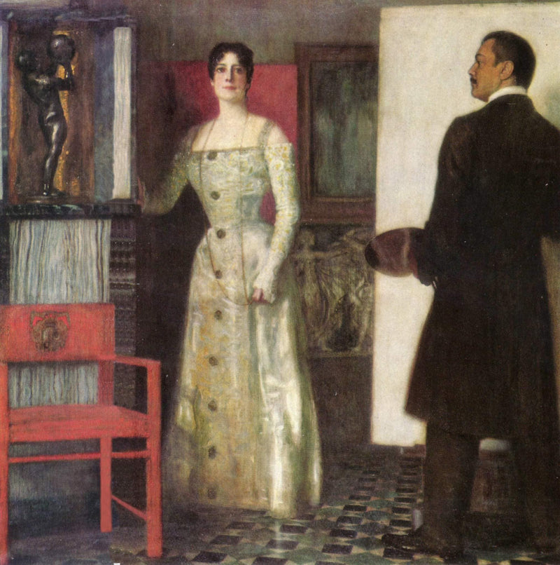 Self-portrait of the painter and his wife in the studio by Franz Stuck — Oil Painting Reproduction