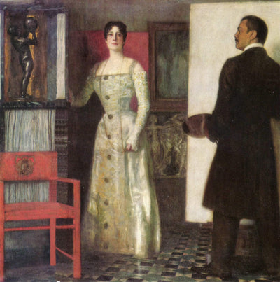 Self-portrait of the painter and his wife in the studio in home office