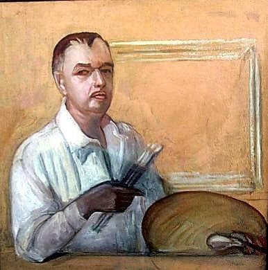 Self-portrait in dining room
