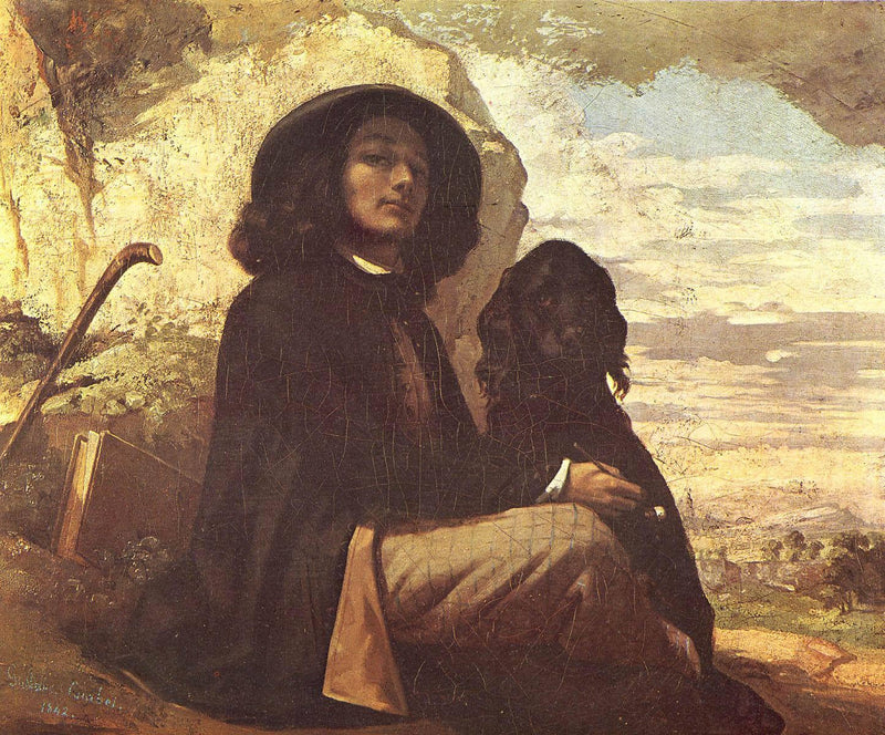 Self-Portrait with a Black Dog by Gustave Courbet — Oil Painting Reproduction