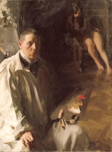 Self-portrait with a model by Anders Zorn — Oil Painting Reproduction