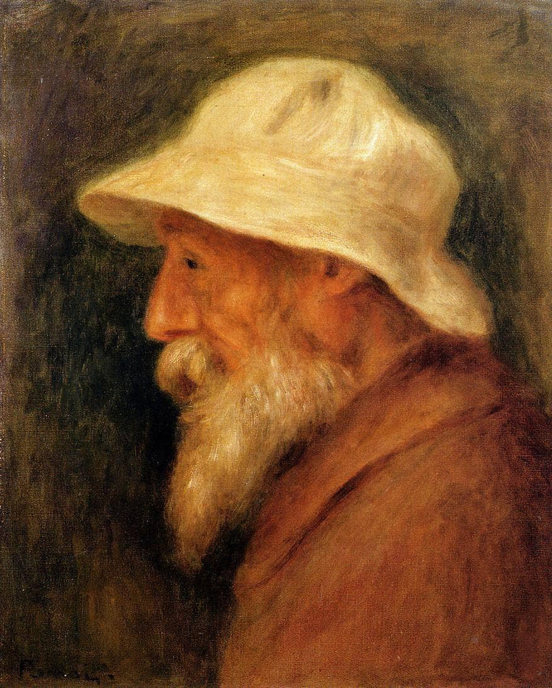 Self-Portrait with a White Hat by Pierre-Auguste Renoir — Oil Painting Reproduction