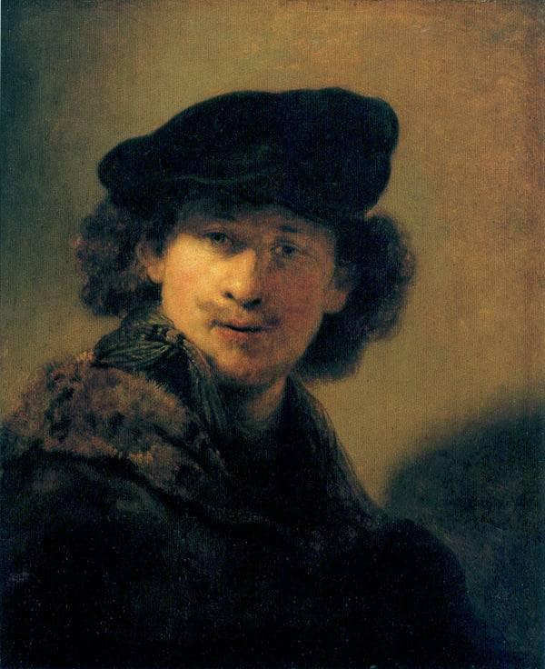 Self-portrait with beret by Rembrandt — Oil Painting Reproduction