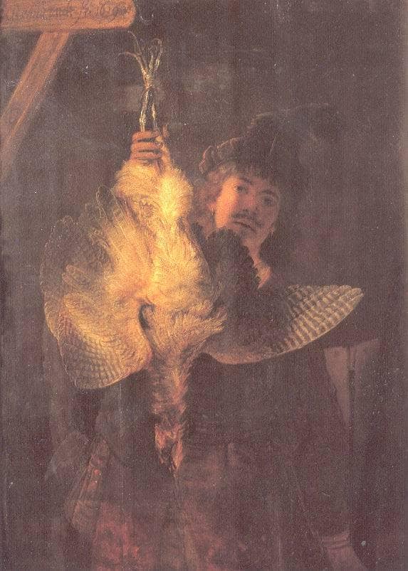 Self-portrait with Bittern by Rembrandt — Oil Painting Reproduction