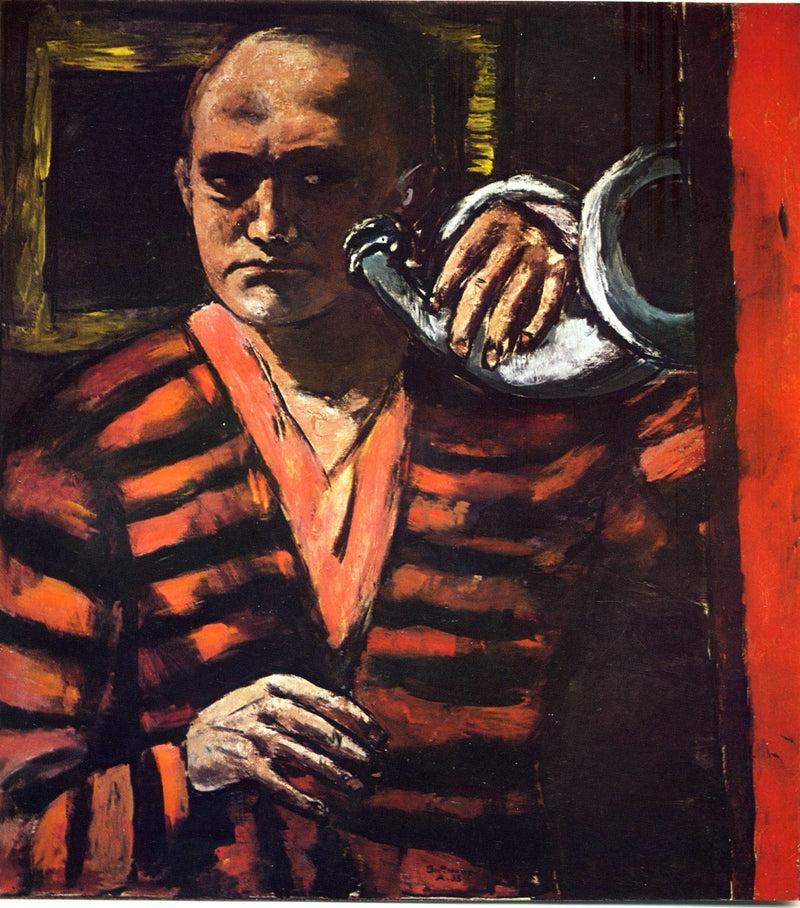 Self-Portrait with Horn by Max Beckmann — Oil Painting Reproduction