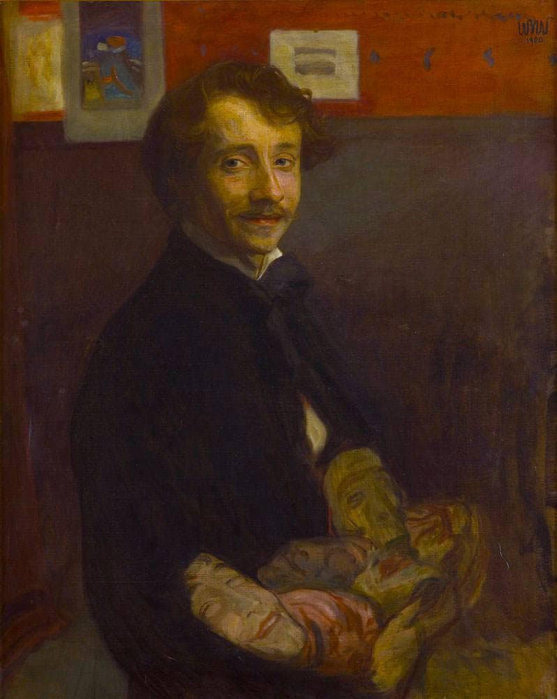 Self-Portrait with Masks by Wojciech Weiss — Oil Painting Reproduction
