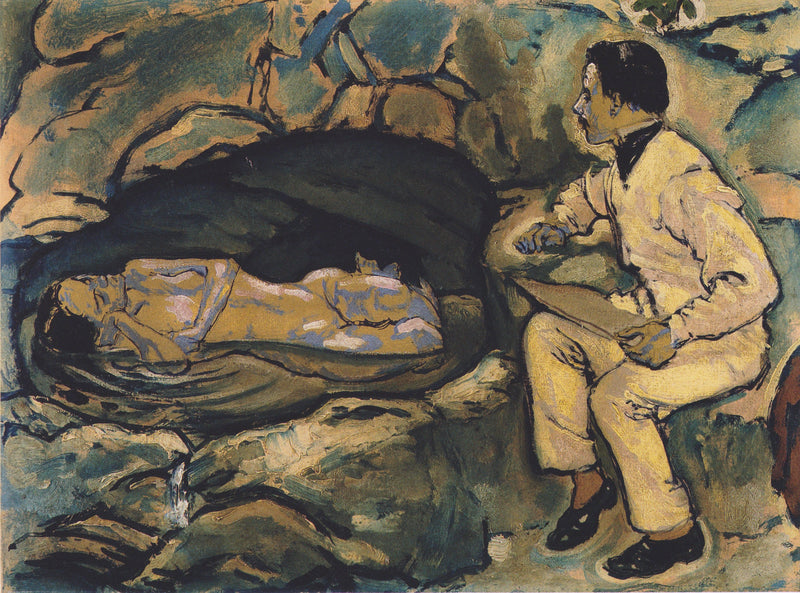 Self-Portrait with mermaid by Koloman Moser — Oil Painting Reproduction