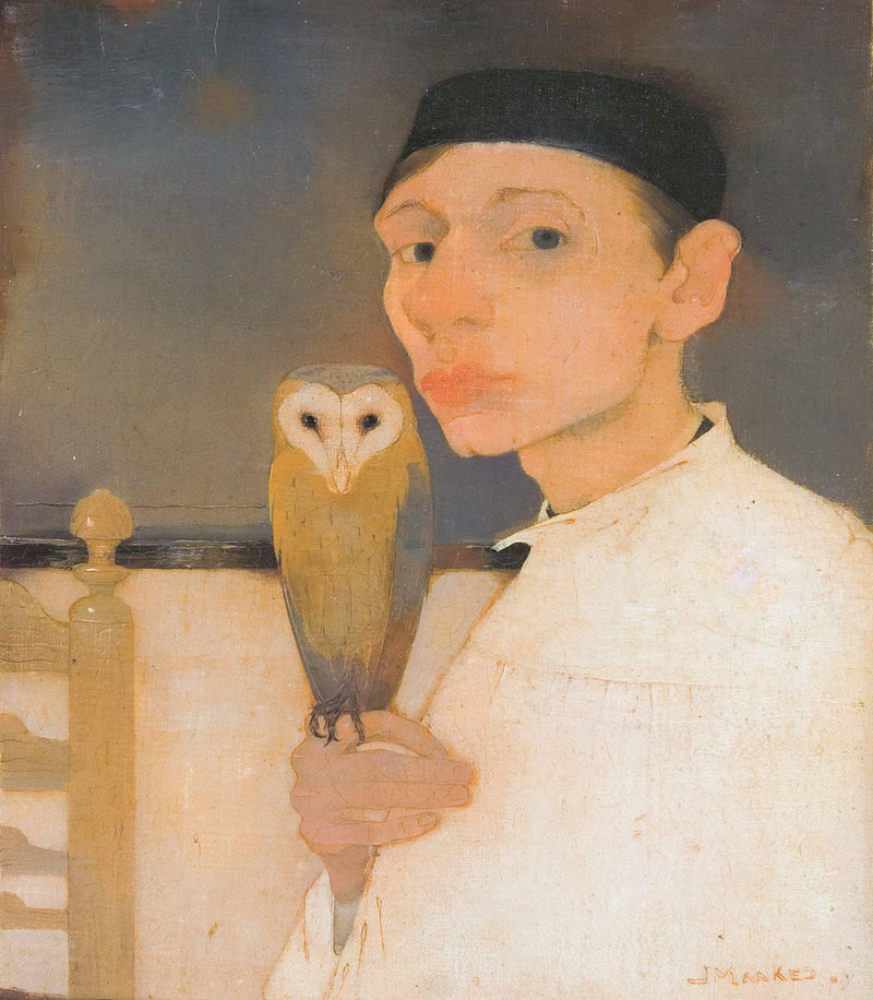 Self-portrait with Owl by Jan Mankes — Oil Painting Reproduction