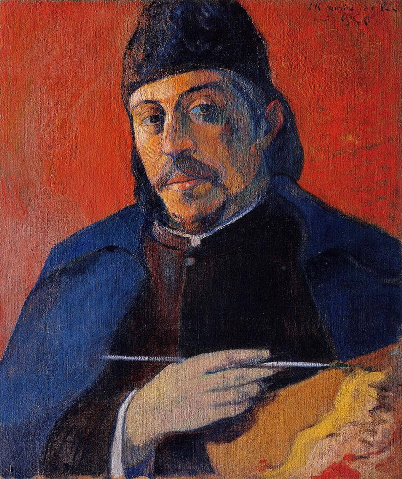 Self portrait with palette by Paul Gauguin — Oil Painting Reproduction