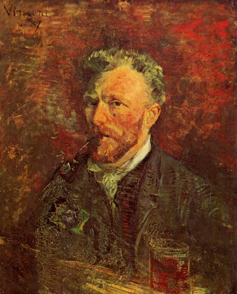 Self-Portrait with Pipe and Glass by Vincent van Gogh — Oil Painting Reproduction