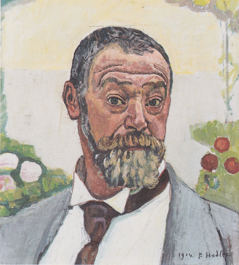 Self-portrait with roses by Ferdinand Hodler — Oil Painting Reproduction