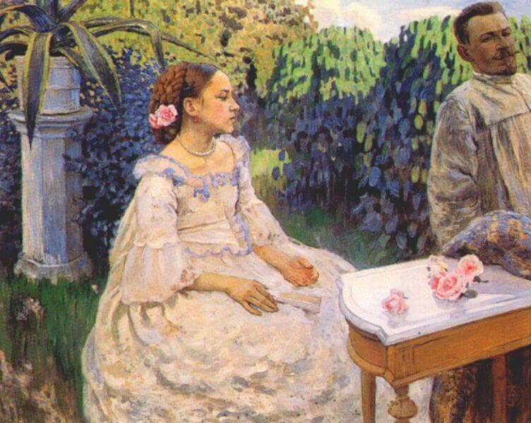 Self-Portrait with Sister by Victor Borisov-Musatov — Oil Painting Reproduction