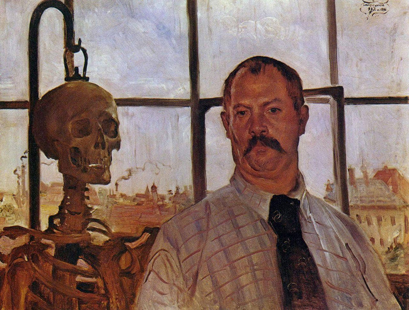 Self-portrait with Skeleton by Lovis Corinth — Oil Painting Reproduction