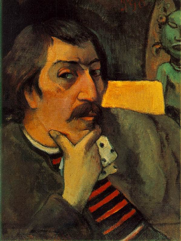 Self Portrait with the Idol by Paul Gauguin — Oil Painting Reproduction