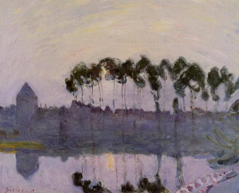 Setting Sun at Moret by Alfred Sisley — Oil Painting Reproduction