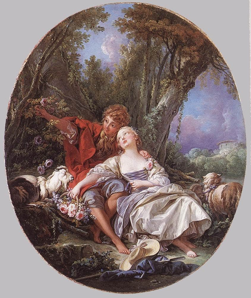 Shepherd and Shepherdess Reposing by Francois Boucher — Oil Painting Reproduction