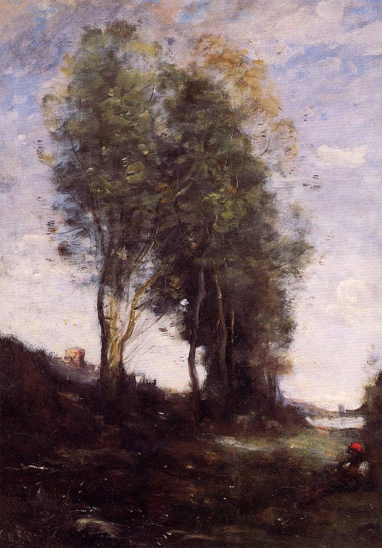 Shepherd Resting by Camille Corot — Oil Painting Reproduction