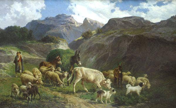 Shepherd with herds by Filippo Palizzi — Oil Painting Reproduction