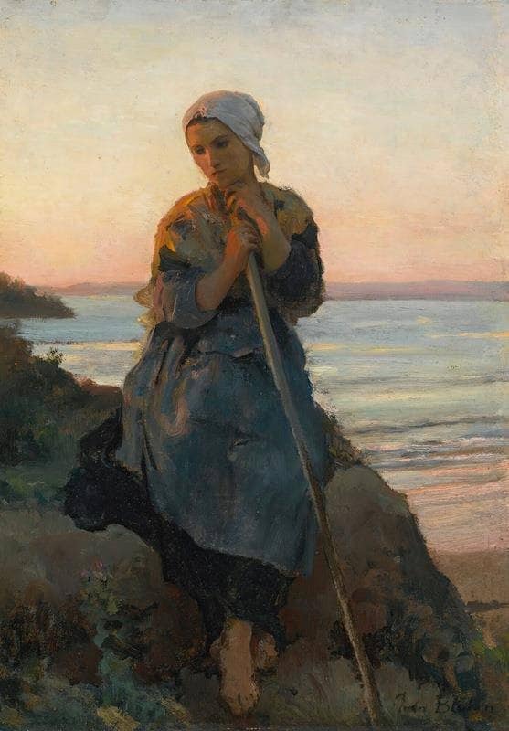 Shepherdess of Douarnenez by Jules Breton — Oil Painting Reproduction