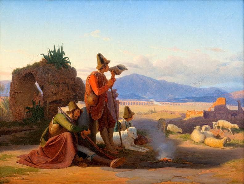 Shepherds in the Roman Campagna by Jørgen Sonne — Oil Painting Reproduction