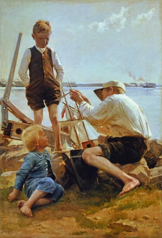 Shipbuilders by Albert Edelfelt — Oil Painting Reproduction