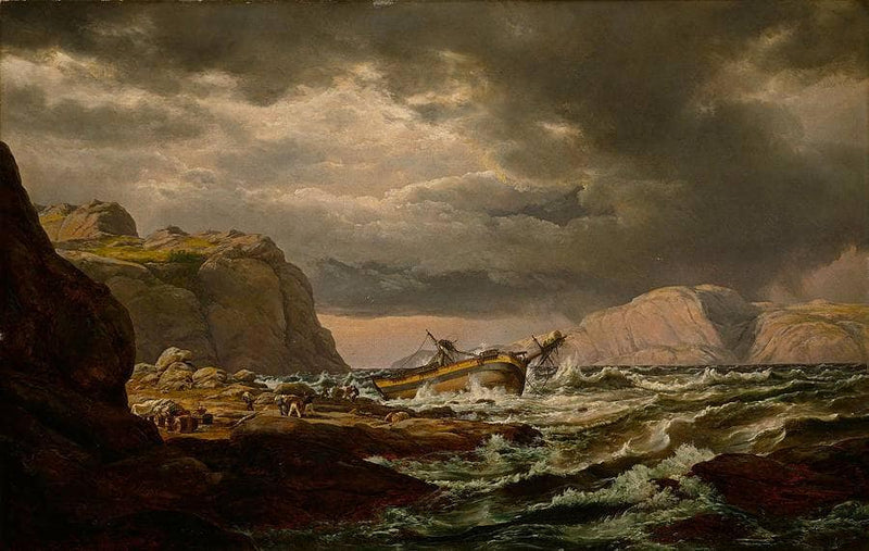 Shipwreck on the Coast of Norway by Johan Christian Dahl — Oil Painting Reproduction