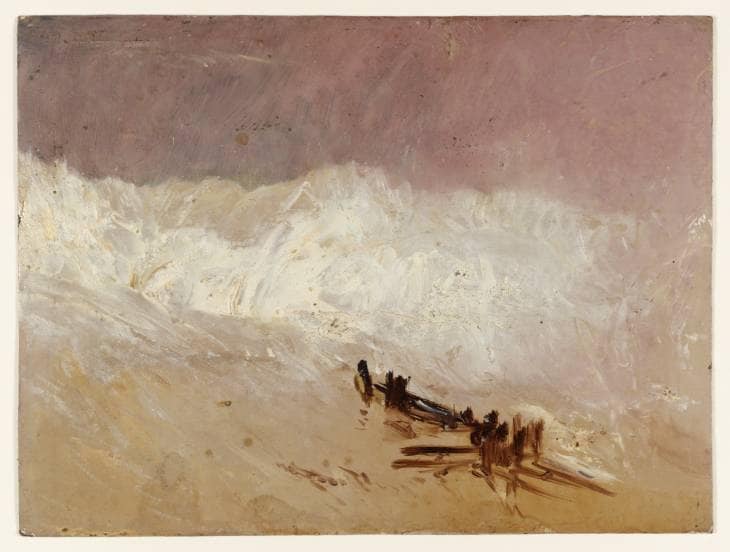 Shore Scene with Waves and Breakwater by J.M.W. Turner — Oil Painting Reproduction