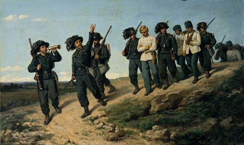 Bersaglieri leading Austrian prisoners by Silvestro Lega — Oil Painting Reproduction