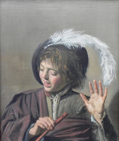 Singing Boy with a Flute in kitchen