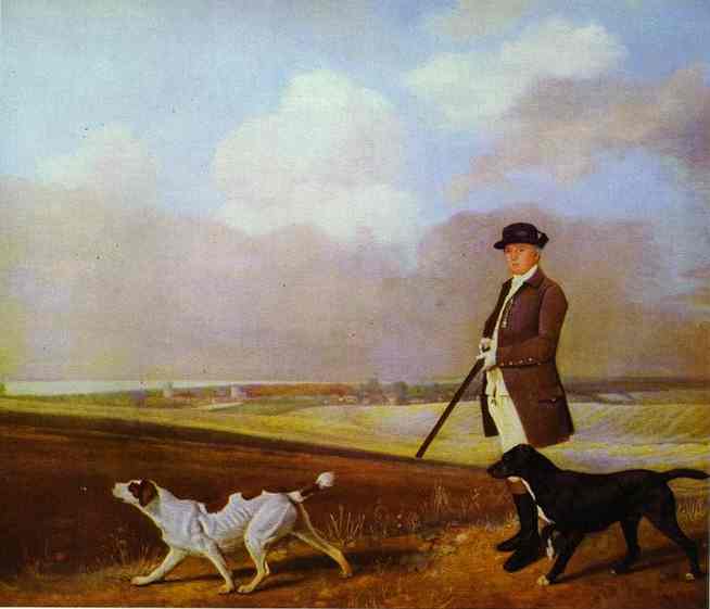 Sir John Nelthorpe, 6th Baronet out Shooting with his Dogs in Barton Field, Lincolnshire by George Stubbs — Oil Painting Reproduction