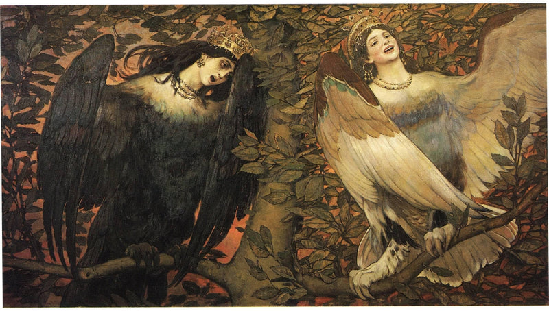 Sirin and Alkonost The Birds of Joy and Sorrow by Viktor Vasnetsov — Oil Painting Reproduction