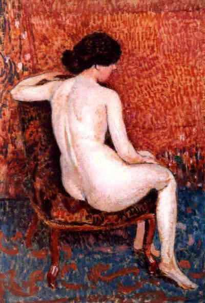 Sitting Nude on Chair in modern living room