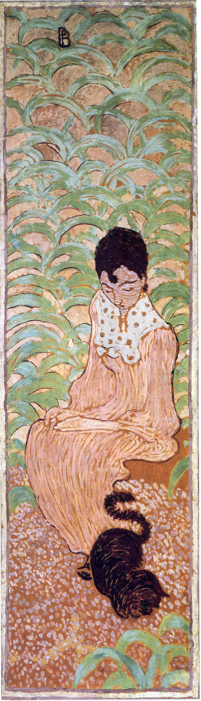Sitting Woman with a Cat in home office