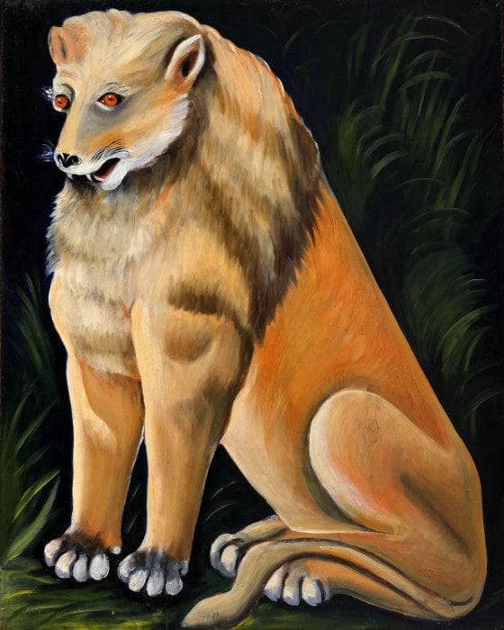 Sitting yellow lion by Niko Pirosmani — Oil Painting Reproduction