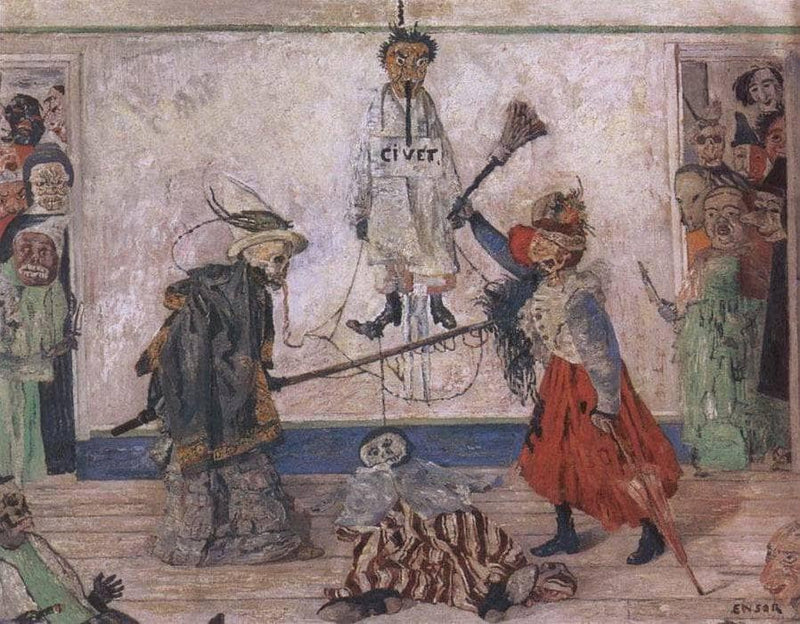 Skeletons Fighting over a Hanged Man by James Ensor — Oil Painting Reproduction