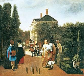 Skittle Players in a Garden by Pieter de Hooch — Oil Painting Reproduction