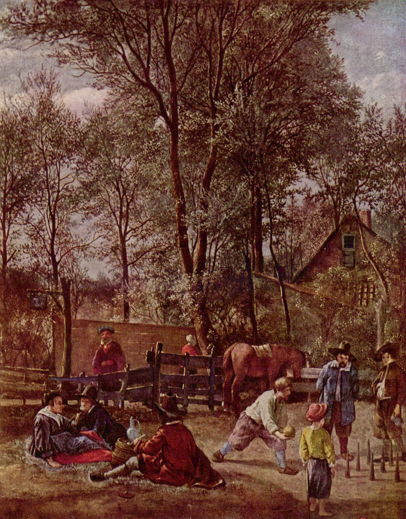 Skittle Players outside an Inn by Jan Steen — Oil Painting Reproduction