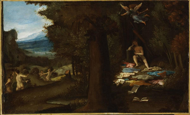 Sleeping Apollo, Muses and Fama by Lorenzo Lotto — Oil Painting Reproduction
