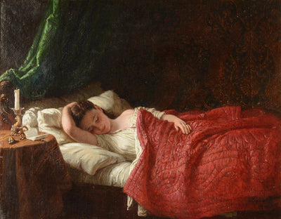 Sleeping girl in modern living room