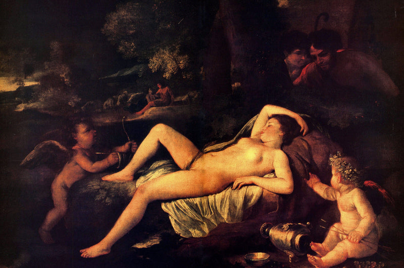Sleeping Venus and Cupid by Nicolas Poussin — Oil Painting Reproduction