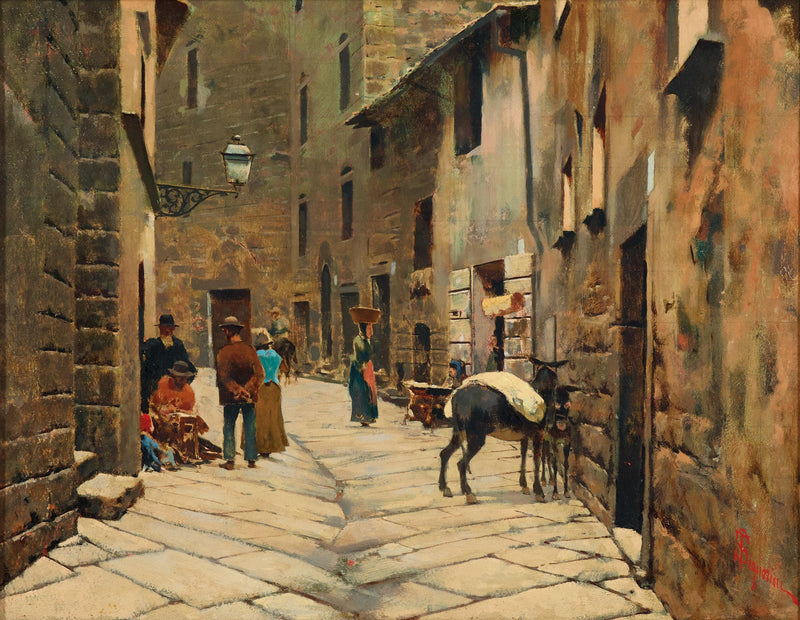 Small street in Piancastagnaio. Mount Amiata by Telemaco Signorini — Oil Painting Reproduction