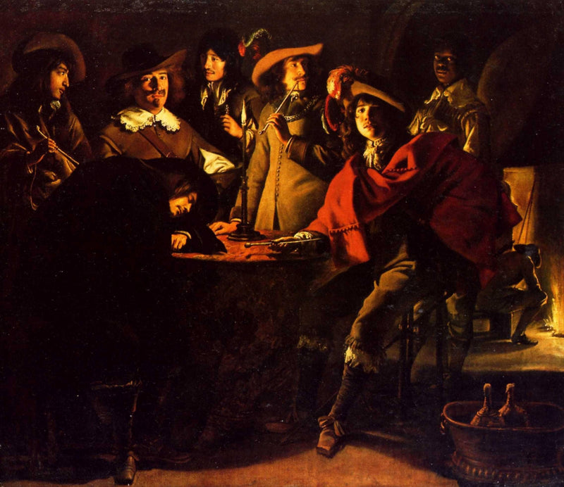 Smokers in an interior by Le Nain brothers — Oil Painting Reproduction